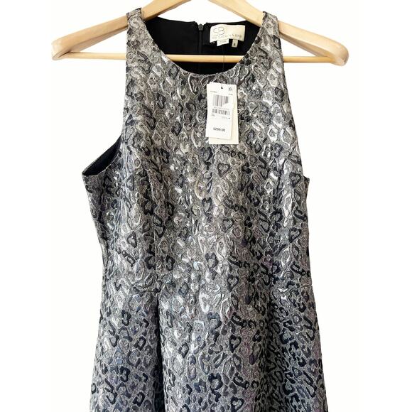 Sachin & Babi Sleeveless Silver Metallic Animal Print Jacquard Hi-Lo Gown Size 6 - Picture 5 of 12